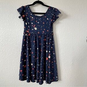 Dot Dot Smile Girls 5/6 Star Print red/white/blue twirl Dress flutter sleeve